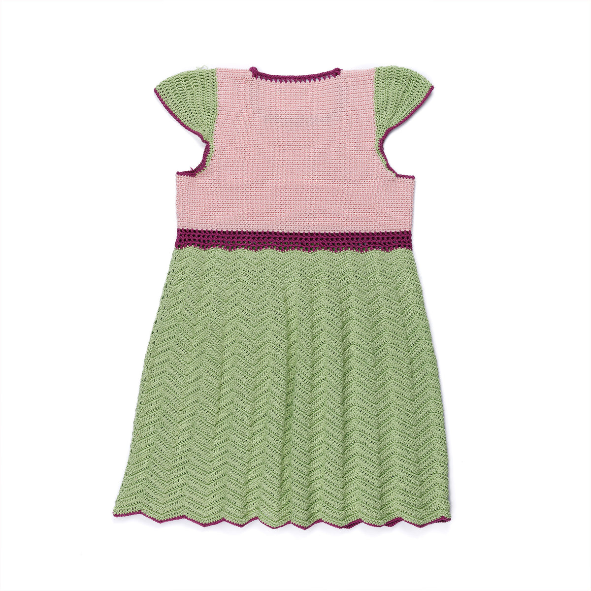 Crochet Color Block Babydoll Dress made using Patons yarn