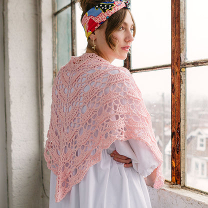 Patons Yes Yes Crochet Shawl Crochet Shawl made in Patons Grace Yarn, Blush.