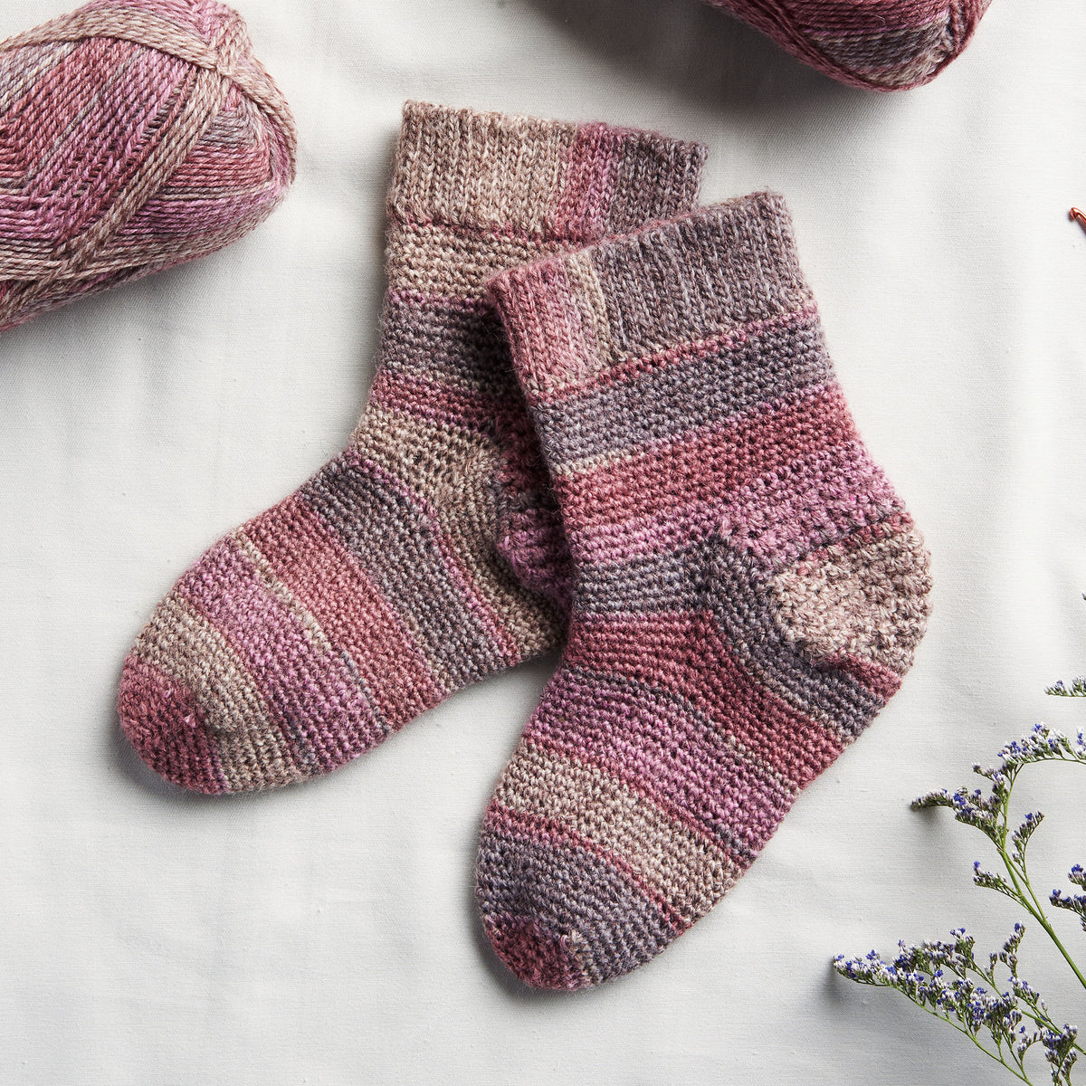 Slip Stitch Cuff Crochet Socks made using Patons yarn