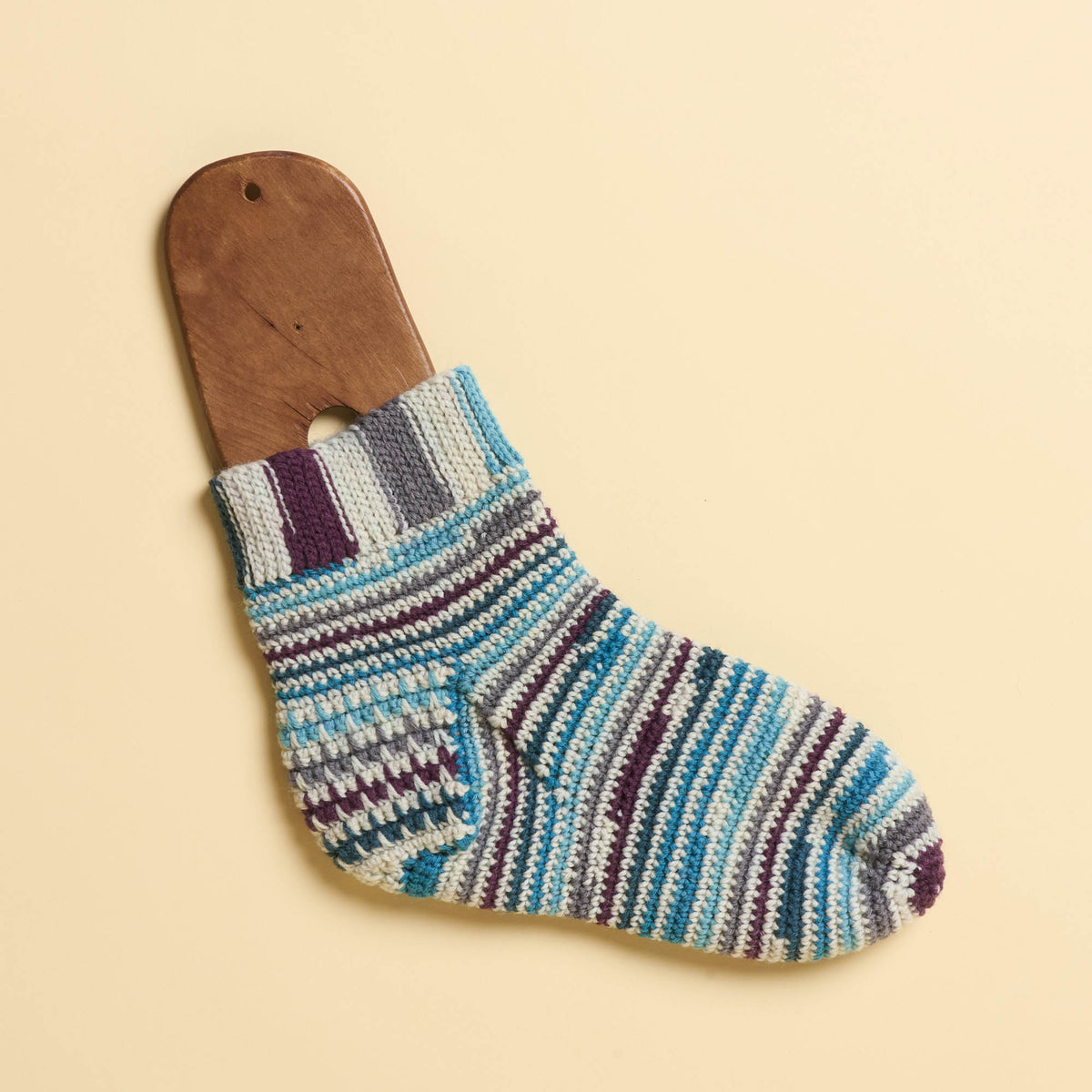 Slip Stitch Cuff Crochet Socks made using Patons yarn