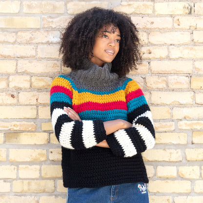 Patons Stripe It Bright Crochet Sweater Crochet Sweater made in Patons Classic Wool Roving Yarn