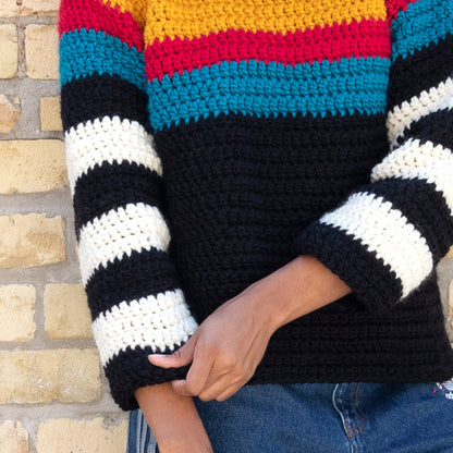 Patons Stripe It Bright Crochet Sweater Crochet Sweater made in Patons Classic Wool Roving Yarn