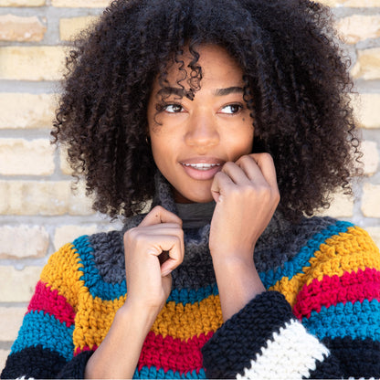 Patons Stripe It Bright Crochet Sweater Crochet Sweater made in Patons Classic Wool Roving Yarn
