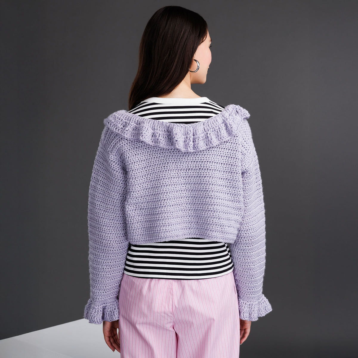For The Frill Of It Crochet Cardigan made using Patons yarn
