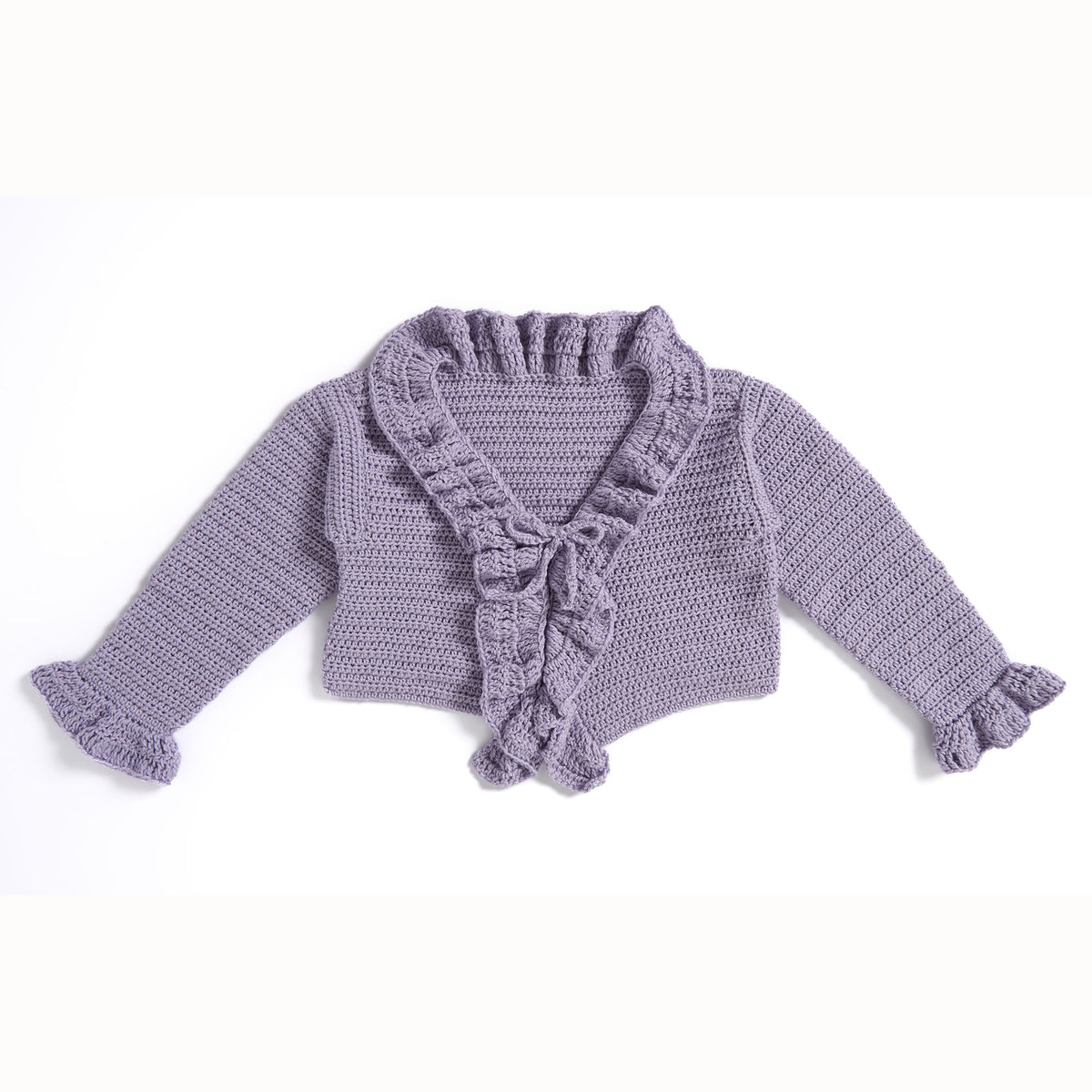 For The Frill Of It Crochet Cardigan made using Patons yarn