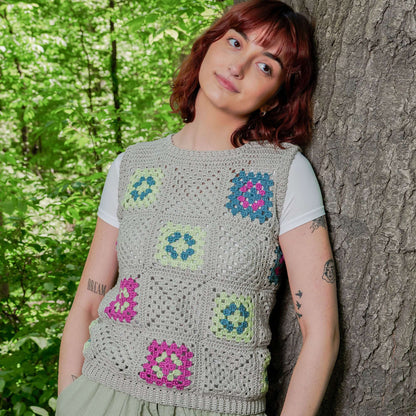 Patons Crochet Granny Patchwork Vest Crochet Vest made in Patons Grace Yarn