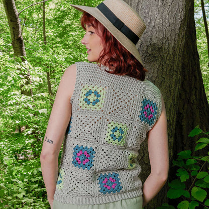 Patons Crochet Granny Patchwork Vest Crochet Vest made in Patons Grace Yarn