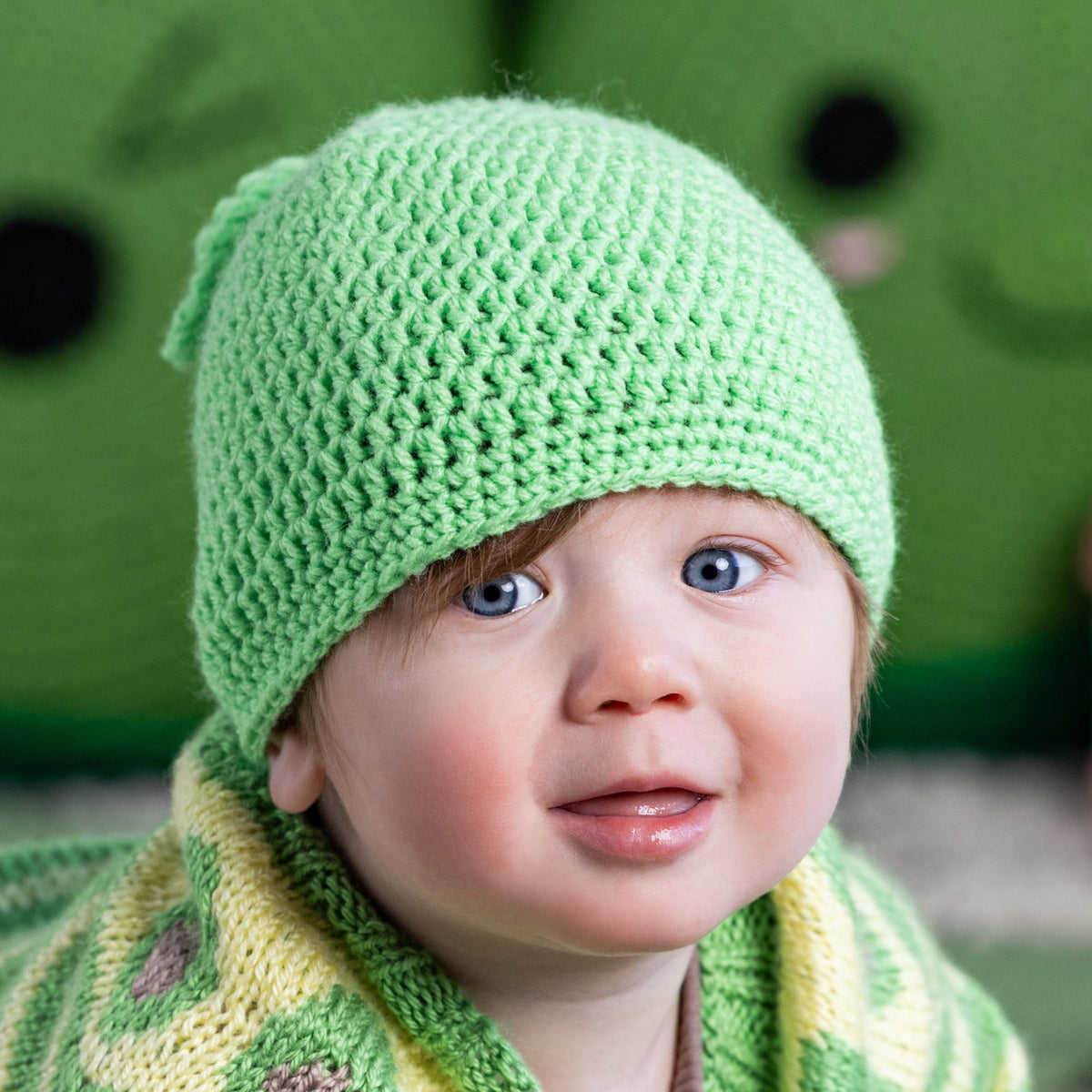Baby Sprout Crochet Hat made using Patons yarn
