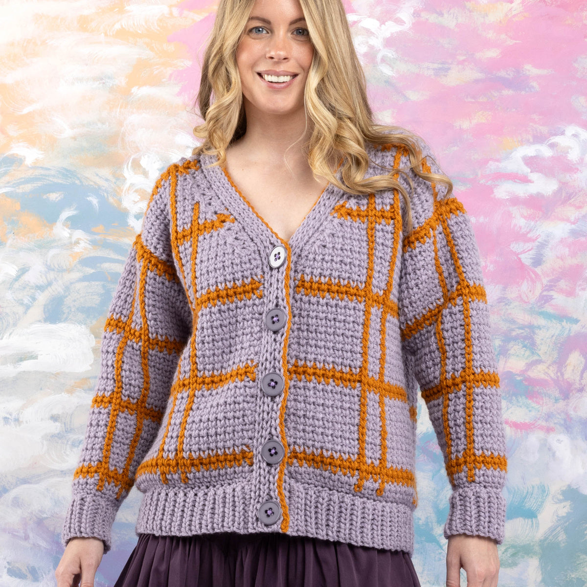 Crochet Campus Cardigan made using Patons yarn