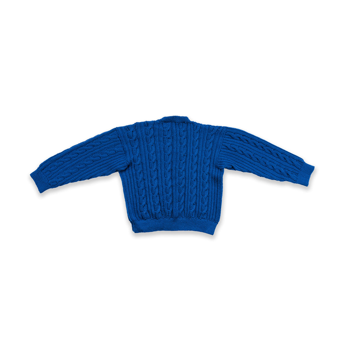 Cerulean Cabled Crochet Sweater made using Patons yarn