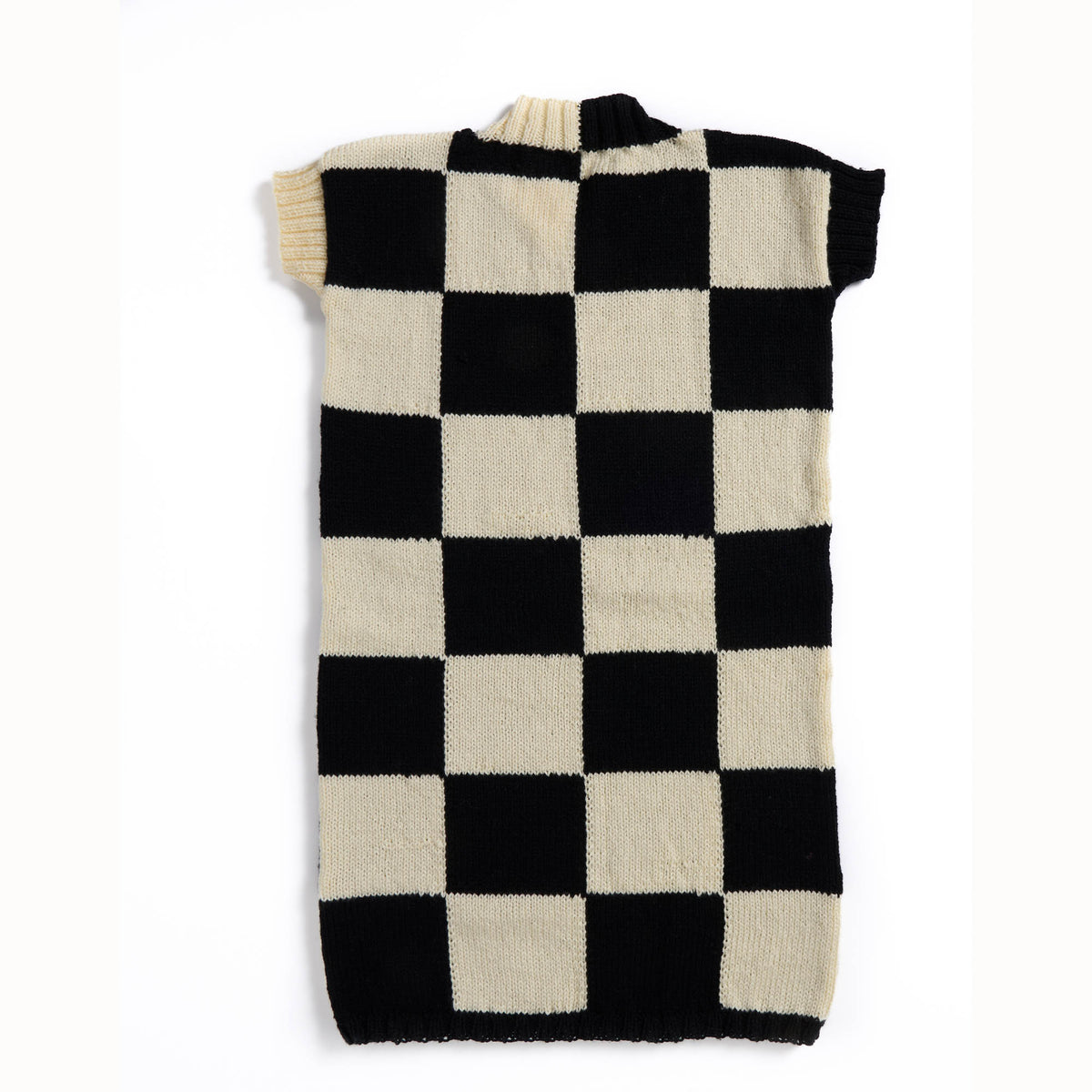 Checkmate Knit Dress made using Patons yarn