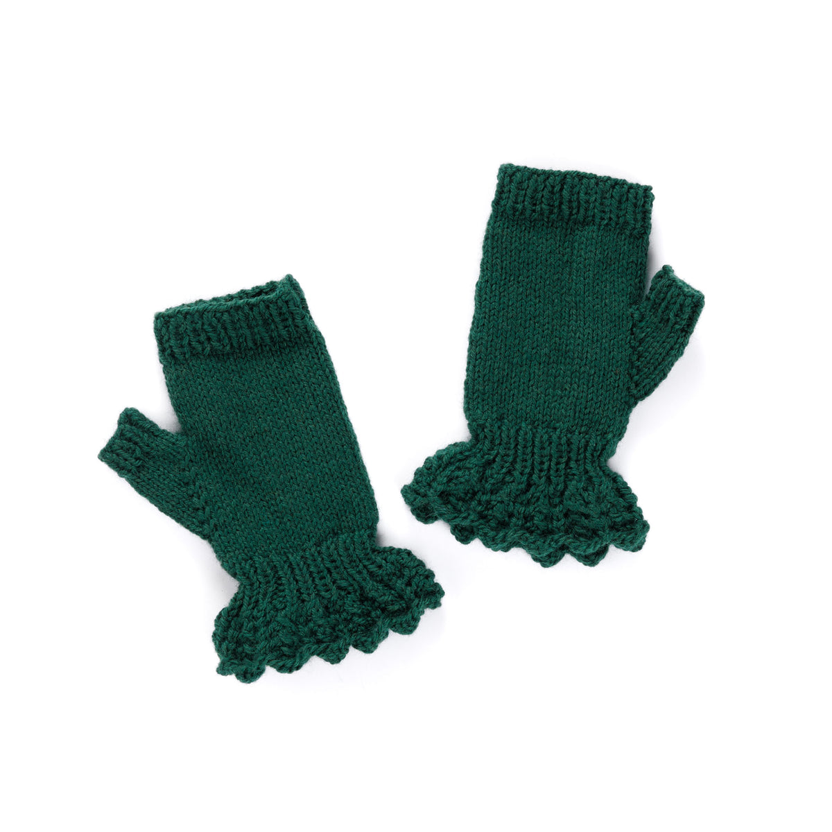 Knit Ruffle Lace Glovettes made using Patons yarn