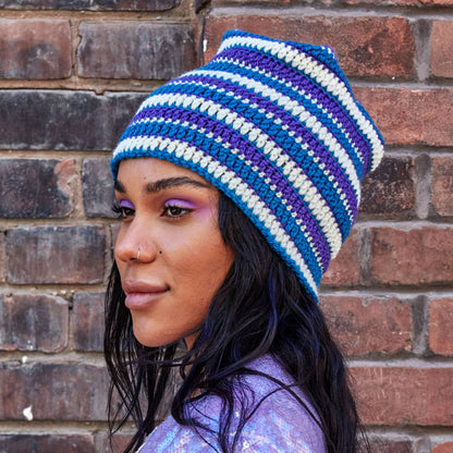 Patons Laura's Striped Crochet Hat Knit Hat made in Patons Yarn
