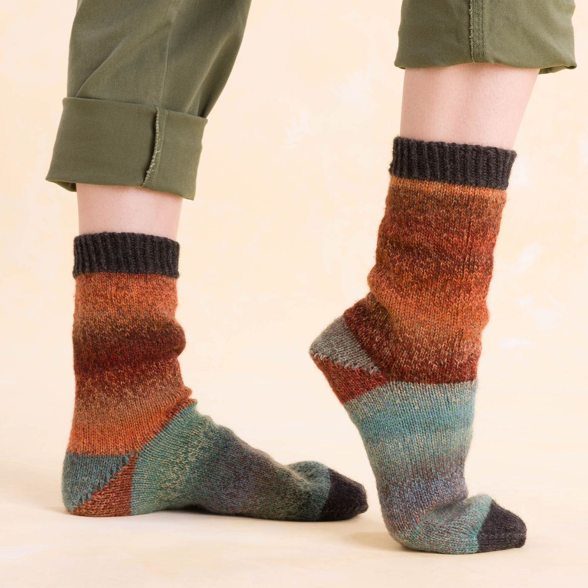 Sock-A-Block Knit Socks made using Patons yarn