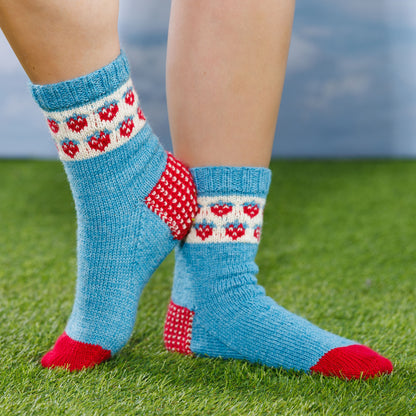 Patons Strawberry Patch Knit Socks Strawberry Patch Knit Socks made using Patons yarn in a styled lifestyle setting