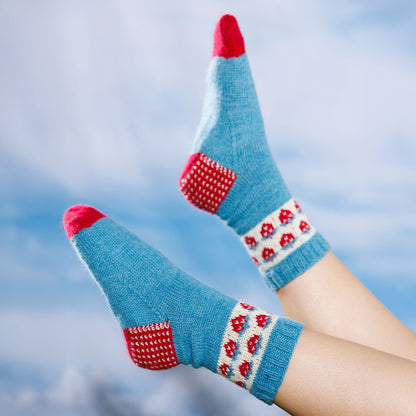 Patons Strawberry Patch Knit Socks Strawberry Patch Knit Socks made using Patons yarn in a styled lifestyle setting