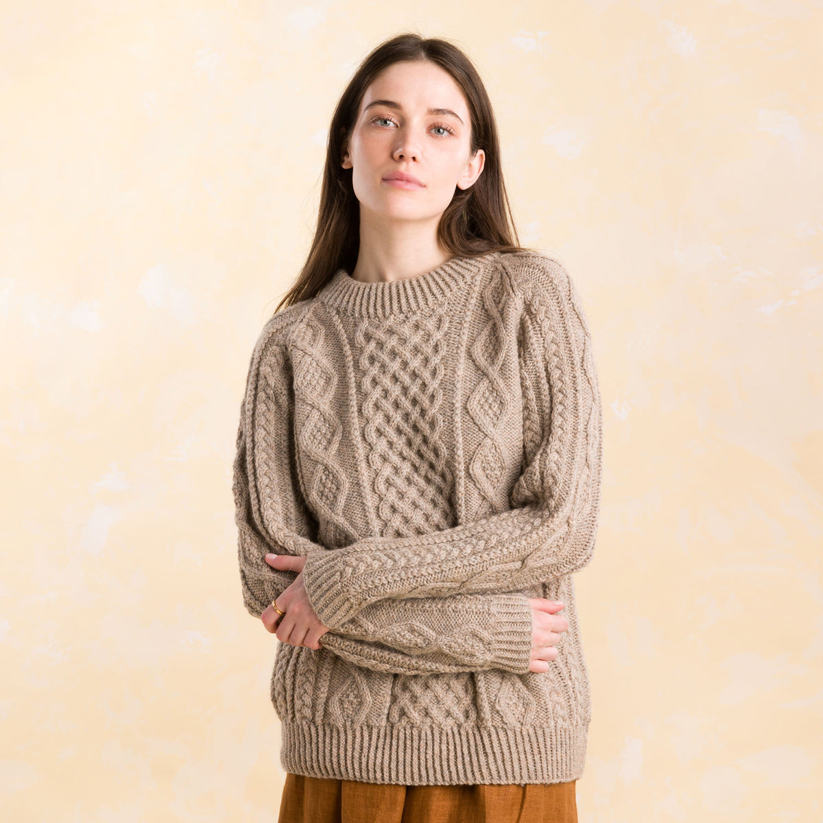 Knit Honeycomb Aran Sweater made using Patons yarn