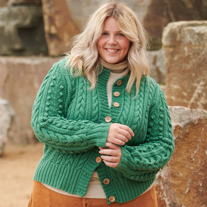 Patons Dovercourt Knit Cardigan Rich Grass