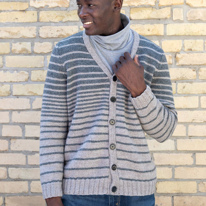 Patons Knit Reverb Stripes Cardigan Knit Cardigan made in Patons Classic Wool Worsted Yarn
