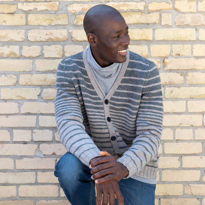 Patons Knit Reverb Stripes Cardigan Knit Cardigan made in Patons Classic Wool Worsted Yarn