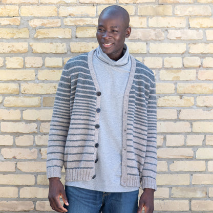 Patons Knit Reverb Stripes Cardigan Knit Cardigan made in Patons Classic Wool Worsted Yarn