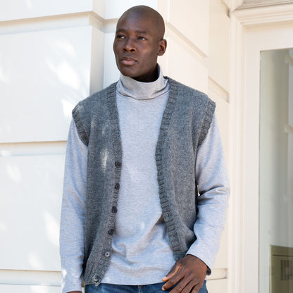 Patons Button Front Knit Vest Dark Grey Mix