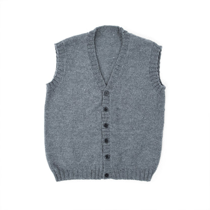 Patons Button Front Knit Vest Dark Grey Mix