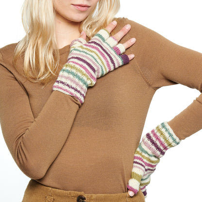 Patons Fingerless Knit Gloves For Adult Midnight Orchid