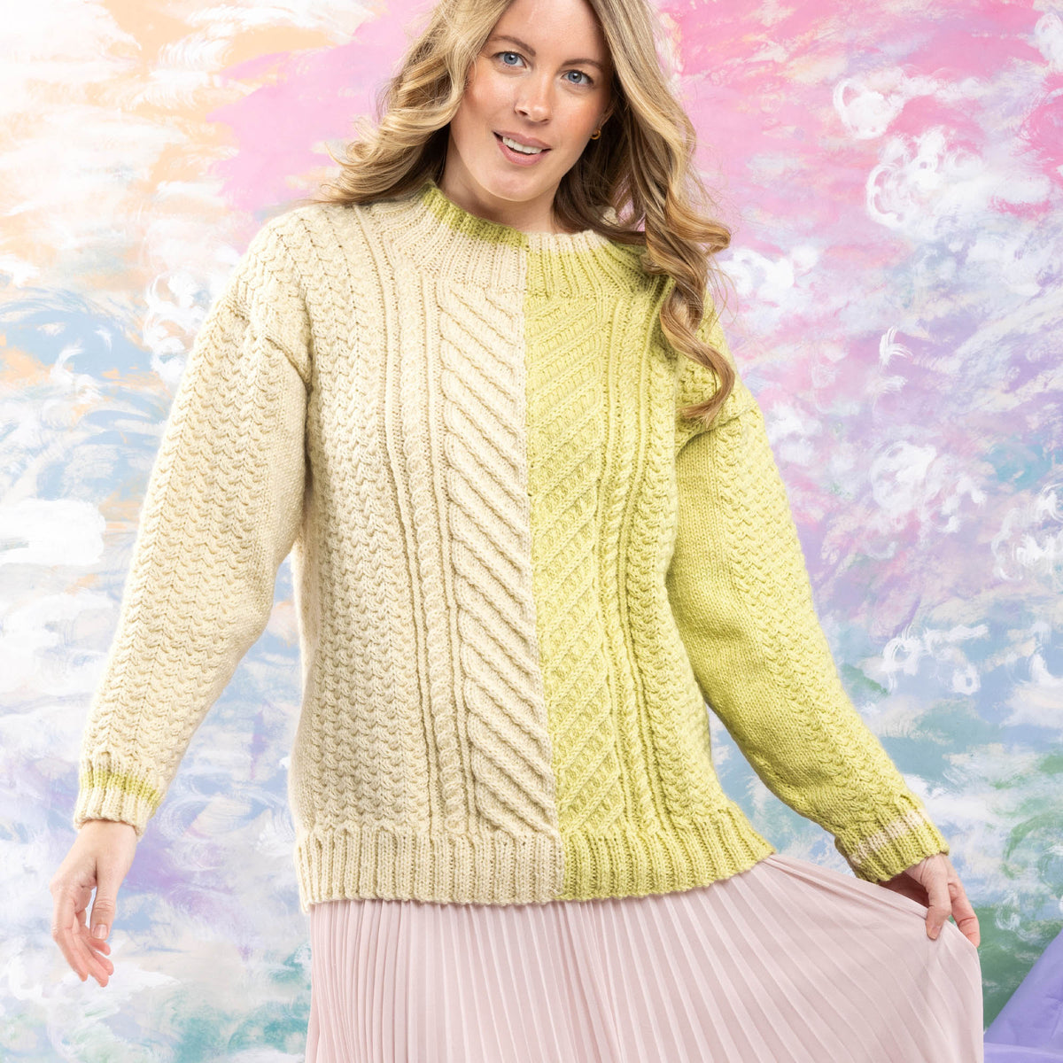 Knit Split Cable Sweater made using Patons yarn