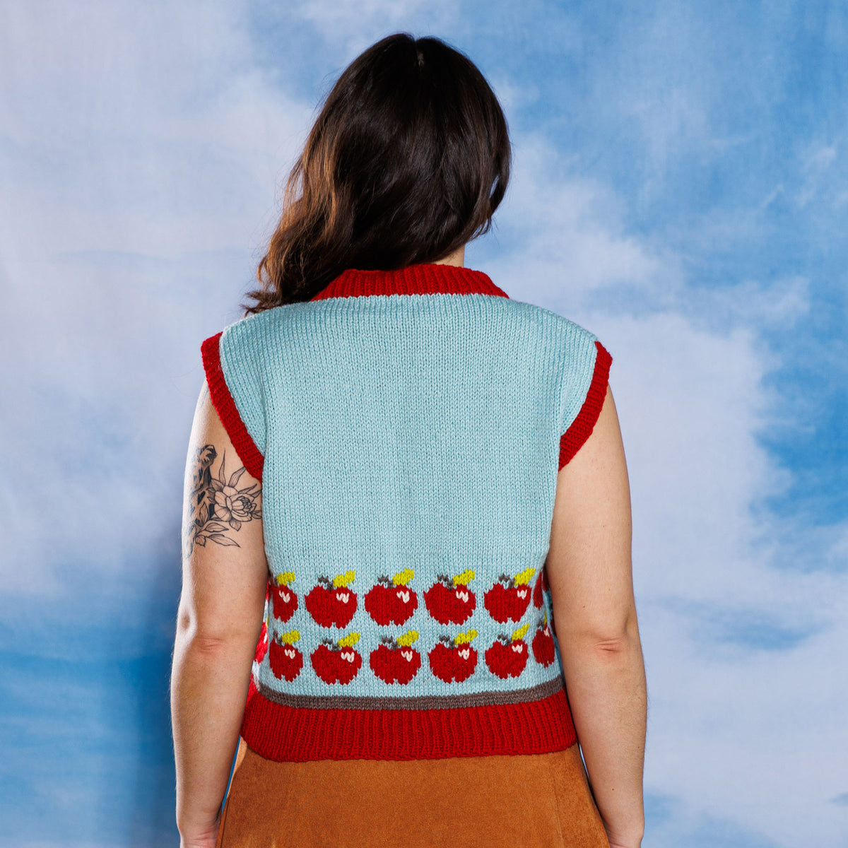 Red Delicious Knit Vest made using Patons yarn