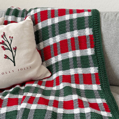 Crochet Christmas Plaid Throw Crochet Christmas Plaid Throw