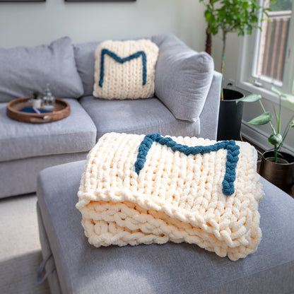 Bernat Finger Knit Monogram Collection Blanket & Pillow Bernat Finger Knit Monogram Collection Blanket & Pillow