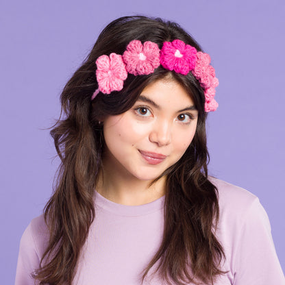 Red Heart Puffy Flower Crochet Hairband & Hair Clips Version 1