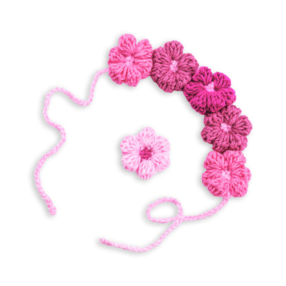 Red Heart Puffy Flower Crochet Hairband & Hair Clips Version 1