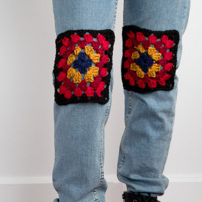 Red Heart Crochet Granny Knee Patch Crochet Granny Clothing Patch made in Red Heart All in One Granny Square Yarn