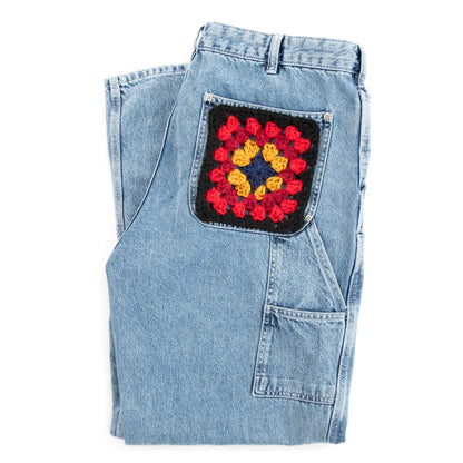 Red Heart Crochet Granny Knee Patch Crochet Granny Clothing Patch made in Red Heart All in One Granny Square Yarn