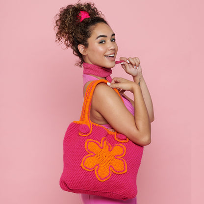 Red Heart Crochet Flower Tote Bag Crochet Bag made in Red Heart Super Saver Yarn
