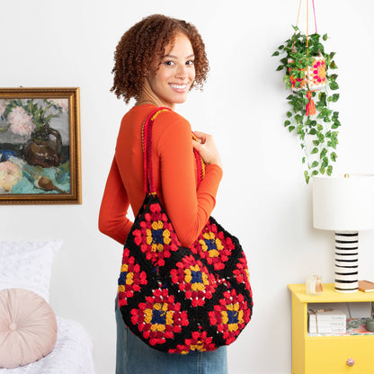 Red Heart In the Bag Granny Crochet Tote Crochet Tote Bag made in Red Heart All in One Granny Square Yarn