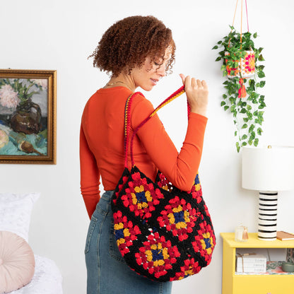Red Heart In the Bag Granny Crochet Tote Crochet Tote Bag made in Red Heart All in One Granny Square Yarn