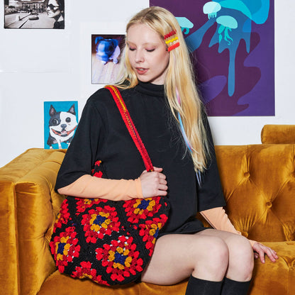 Red Heart In the Bag Granny Crochet Tote Crochet Tote Bag made in Red Heart All in One Granny Square Yarn