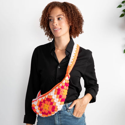 Red Heart Crochet Granny Cross-Body Bag Crochet Bag made in Red Heart All in One Granny Square Yarn