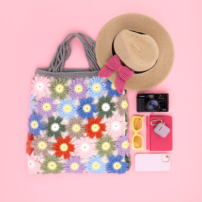 Red Heart Crochet Pastel Flower Bag Crochet Bag made in Red Heart Super Saver 5g Kits Yarn