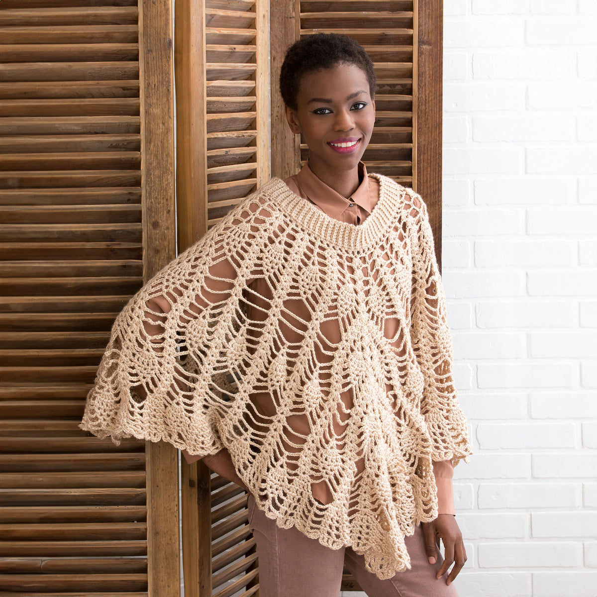 Crochet Poetry Poncho made using Red Heart yarn