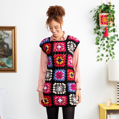 Red Heart Best in Dress Crochet Shift Dress Crochet Dress made in Red Heart All in One Granny Square Yarn