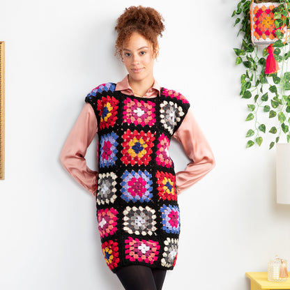 Red Heart Best in Dress Crochet Shift Dress Crochet Dress made in Red Heart All in One Granny Square Yarn