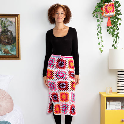 Red Heart Crochet Granny Side Slit Skirt Crochet Skirt made in Red Heart All in One Granny Square Yarn