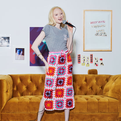 Red Heart Crochet Granny Side Slit Skirt Crochet Skirt made in Red Heart All in One Granny Square Yarn
