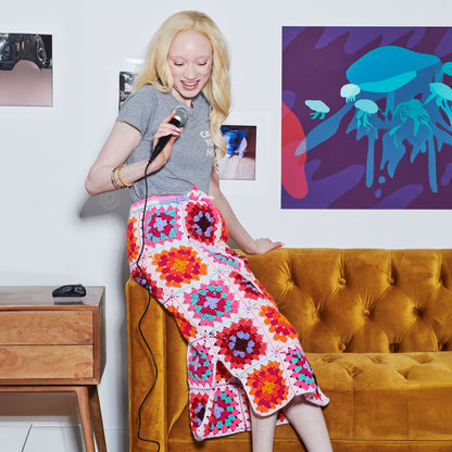 Red Heart Crochet Granny Side Slit Skirt Crochet Skirt made in Red Heart All in One Granny Square Yarn