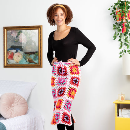 Red Heart Crochet Granny Side Slit Skirt Crochet Skirt made in Red Heart All in One Granny Square Yarn