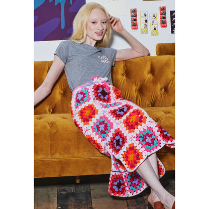 Red Heart Crochet Granny Side Slit Skirt Crochet Skirt made in Red Heart All in One Granny Square Yarn